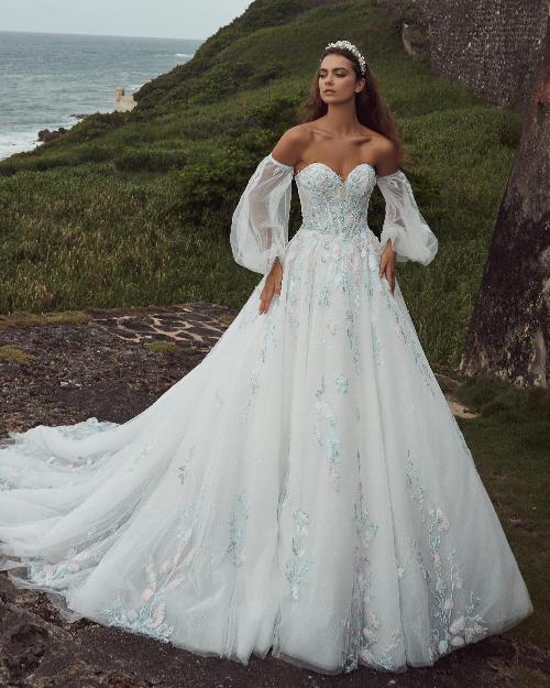 123126 light blue wedding dress with sleeves and lace1